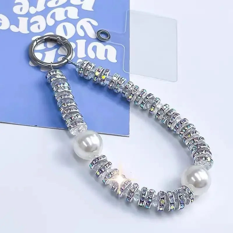 Bling Glitter Heart 3D Phone Case for iPhone 13 15 16 12 14 11 Pro Max Plus 16Pro Max Case Diamond Chain Pearl Protector Cover