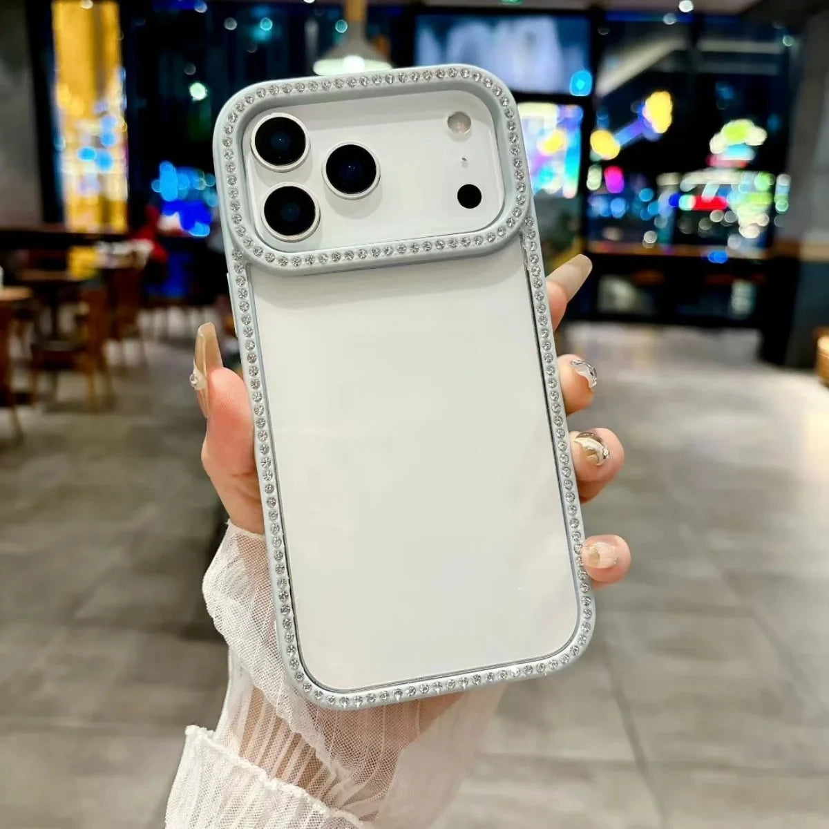 Solid Color Glitter Diamond Phone Cases For iPhone 17 17AiR Air 17Pro 17ProMax Pro Max Case Rhinestone Transparent Cover Carcase