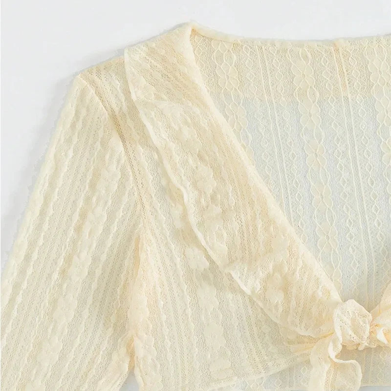 2025 Women Swimsuit Long-sleeve Cover-up Swimwear Sexy Four-piece Summer Solid Bikini Set Brazilian Beachwear Party Bathing Suit