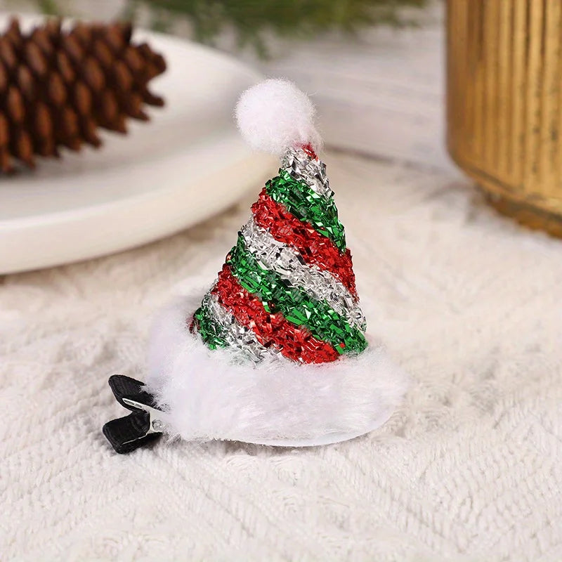 Sparkling Christmas hat hair clip Christmas hairstyle decoration Christmas hair clip decoration hair accessory