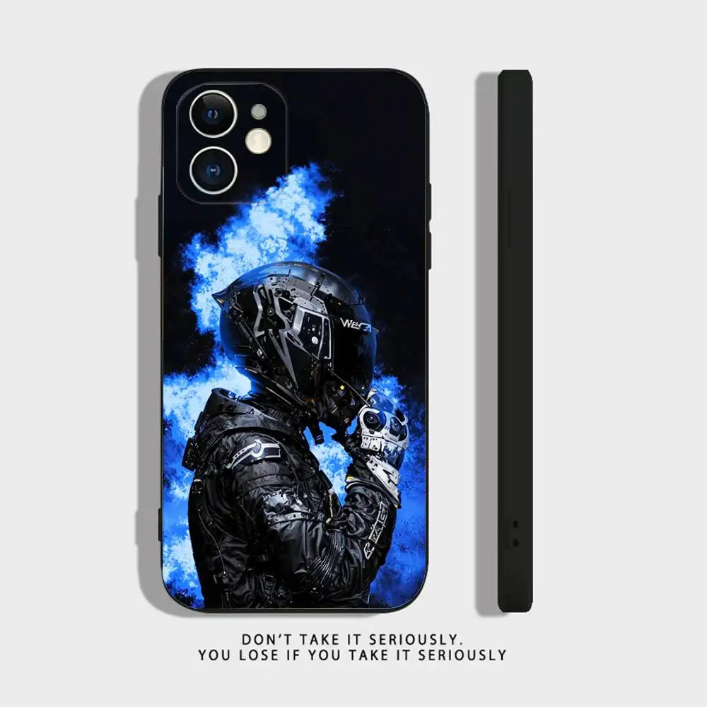 Motorcycle Rider Phone Case For iPhone 17 16,15,14,13,12,11,Pro,XS,Max,XR,Plus,Mini Soft Silicone Black Shockproof