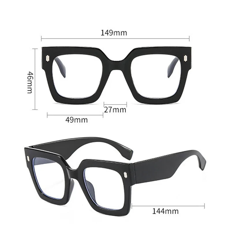 Large Square Frame Clear Lens Glasses Anti Blue Light Spectacles Optical Square Computer Big Eye Glasses Frame Eyewear