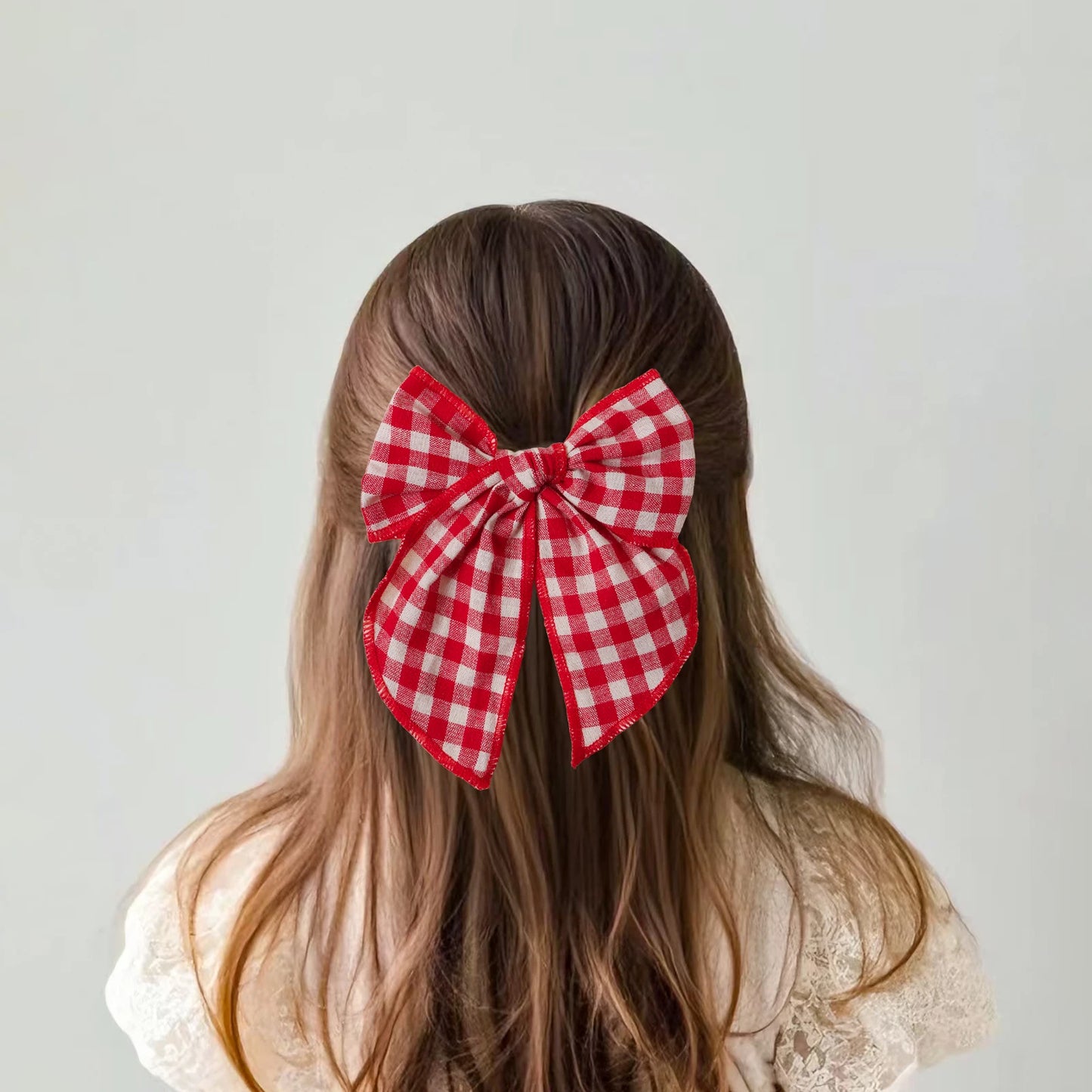 Girls Christmas Style Grid Bow Hair Clip Children's Ponytail Hairpin Festivel Party Headpiece Hair Accessories Wholesale Gift