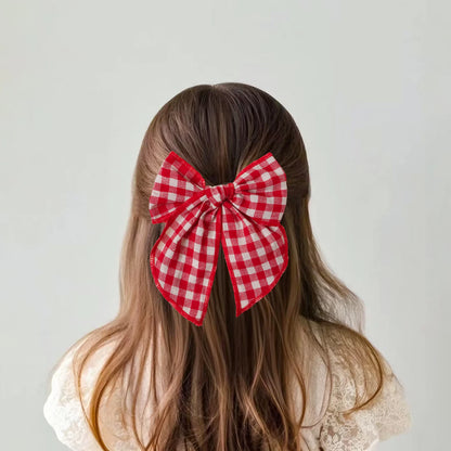 Girls Christmas Style Grid Bow Hair Clip Children's Ponytail Hairpin Festivel Party Headpiece Hair Accessories Wholesale Gift