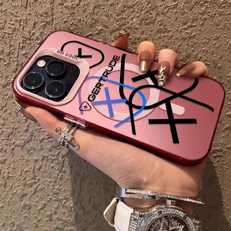 Fashion Lovely Design Magsafe Magnetic Case for G-Gertrudes iPhone 11 12 13 14 15 16 Pro Max Plus Silver Plated Anti Fall Cover