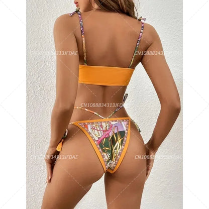 Printed Crop Top Bikini Women Bikinis Brazilian Swimwear Female Swimsuit Two-pieces Bikini Set High Cut Bathing Suit Swim