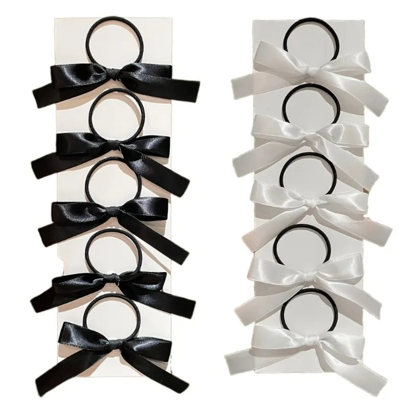 5Pcs Women's Style, Fashionable and Cute, Black Bow Hair Tie, Suitable for Daily Use, Recommended Gift Hair Accessories