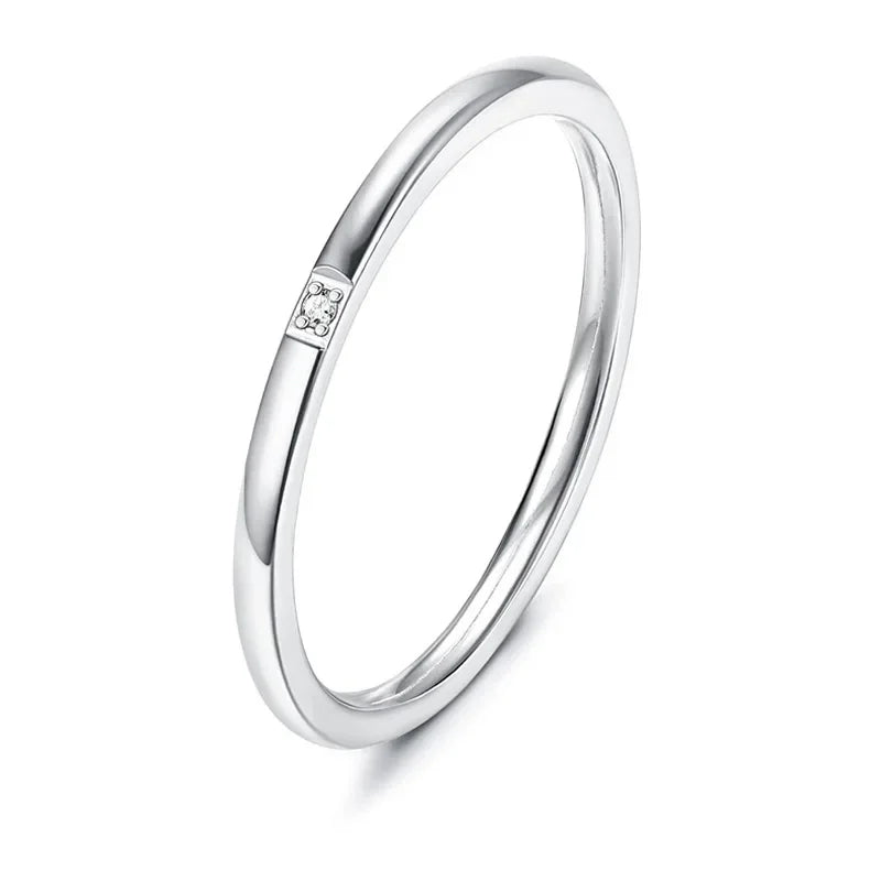 2025 New Trendy Stainless Steel Plated Paved Tiny Zircon Stackable Ring Golden Color Thin Ring Jewelry