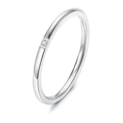 2025 New Trendy Stainless Steel Plated Paved Tiny Zircon Stackable Ring Golden Color Thin Ring Jewelry