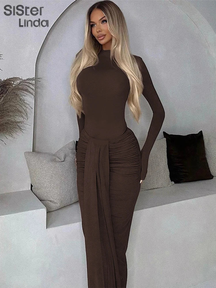 Sisterlinda Autumn Release Junior Ankle-Length Milk Silk Sexy High Street Skirt Suit K24S57421Girl Solid Slim Fashion Skirt Suit