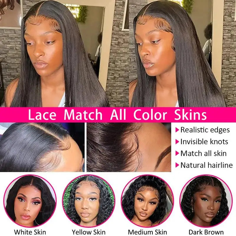 Straight 13x6 Lace Frontal Wig Human Hair 13x4 Transparent Lace Frontal Hair Wig For Women Preplucked Remy Hair Wig 220% Density