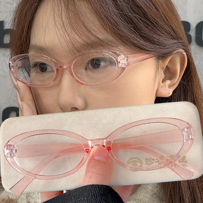 Small Oval Leopard Print Eyeglasses Women Vintage Cat Eye Clear Lens Anti Blue Light Glasses Transparence Frame Glasses Unisex