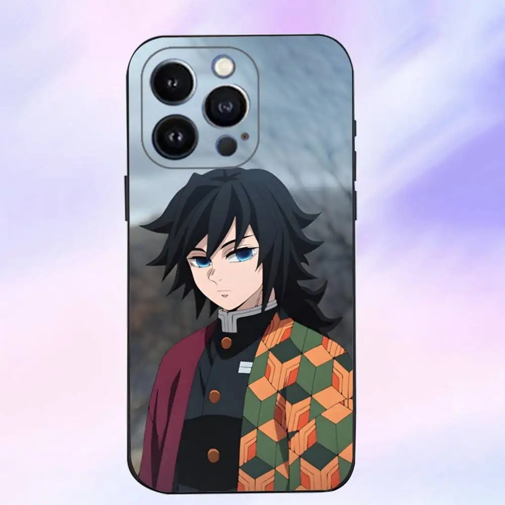 Anime G-giyu T-tomioka  Phone Case For iPhone 16,15,14,13,12,11 Plus,Pro Max,XS,X,XR,SE,Mini,8,7,Soft Silicone Black Cover