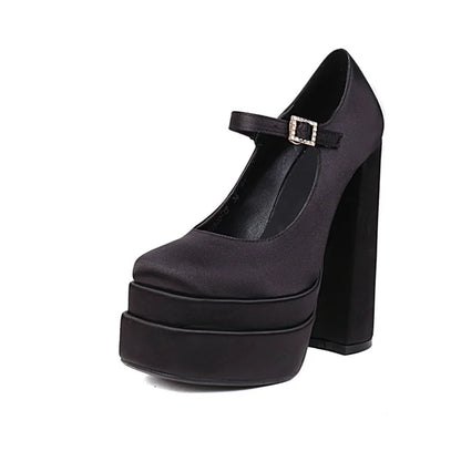 2022 Brand Women's Sandals 14.5CM Silk Thick Heels High Platform Rhinestone Small Big Size 32 43