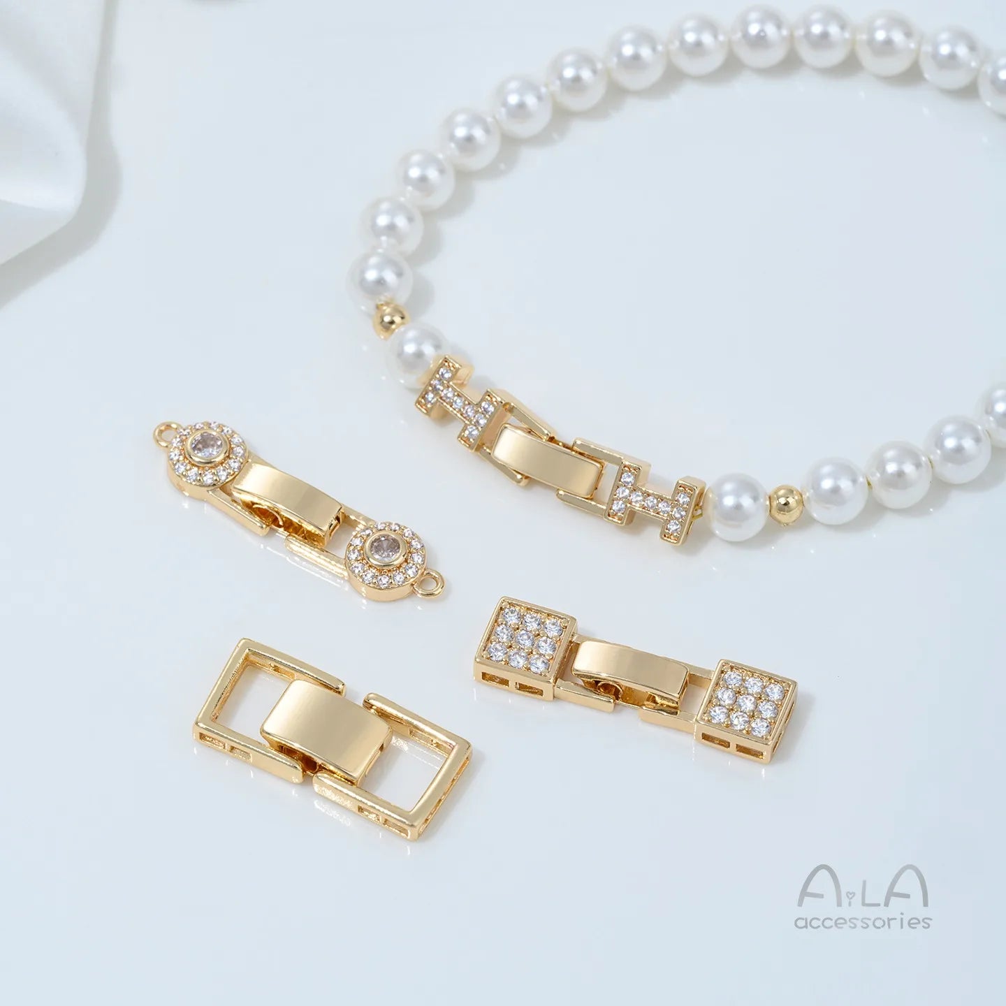 14K Gold-plated Zirconium Multi-row Multi-purpose End Clasp Diy Handcrafted Beaded Bracelet Necklace Clasp Accessory Material