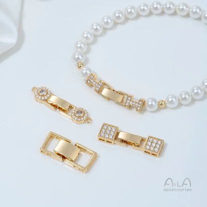 14K Gold-plated Zirconium Multi-row Multi-purpose End Clasp Diy Handcrafted Beaded Bracelet Necklace Clasp Accessory Material