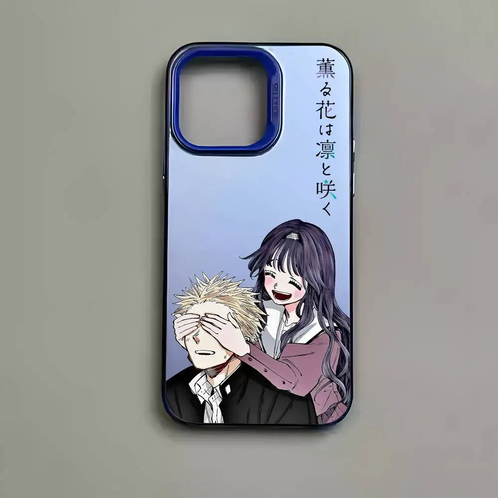 Cartoon Fragrant Flower Blooms Phone Case For IPhone 16 15 14 13 12 11 Pro Max Black Matte Multicolor Laser Aurora Funda