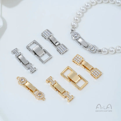 14K Gold-plated Zirconium Multi-row Multi-purpose End Clasp Diy Handcrafted Beaded Bracelet Necklace Clasp Accessory Material