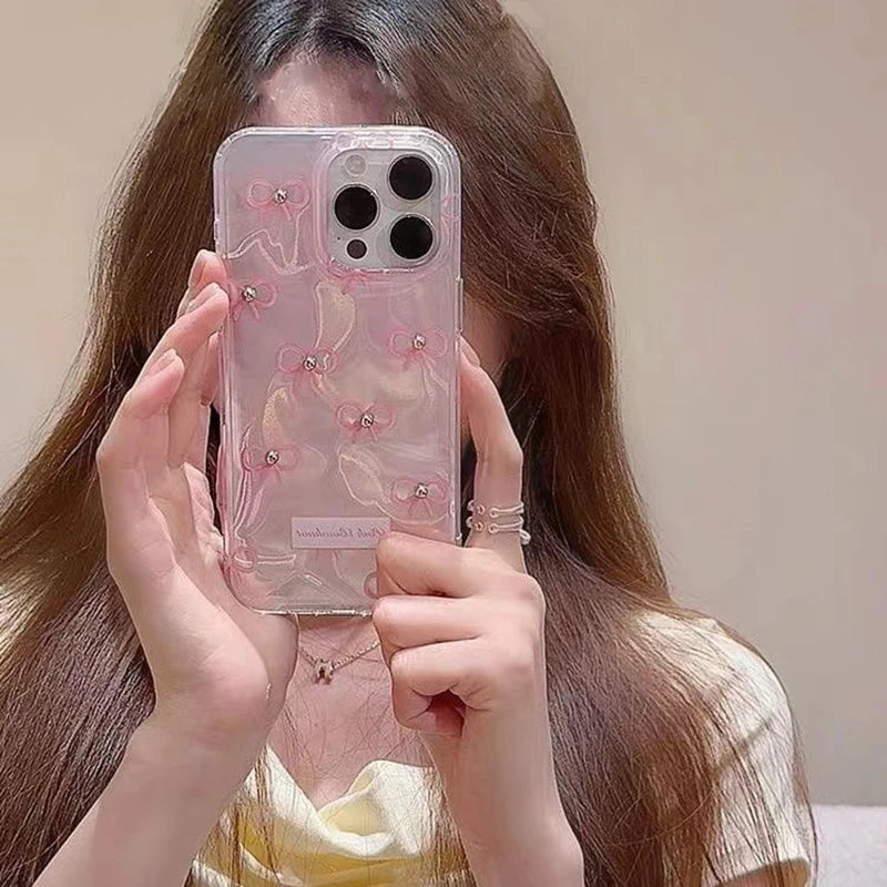 Pearl Bowknot 3D Fashion Case For OPPO A40 A60 A80 A3 A77S A15 A15S A35 A3X A59 A79 A18 A38 A77 A57 A78 A58 A96 A17 A17K Cover