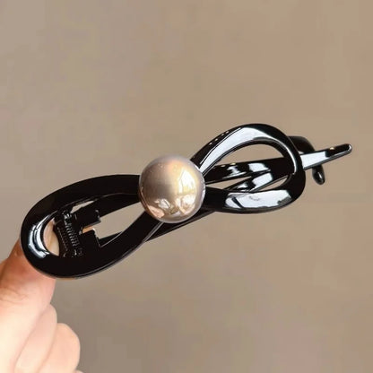 1PC New Twisted Hair Clip Plastic Imitation Pearl Hairpin Twisted Design Hairpin Barrettes Women Hair Accessories Black