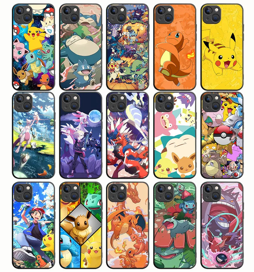 S-71 Cartoon Pokemon Soft Case for iPhone 14 13 11 12 XS Pro Max Plus X