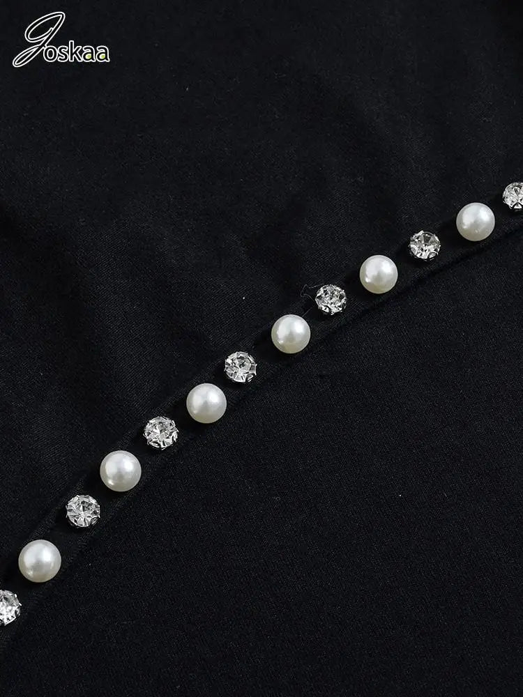 Joskaa Elegant Rhinestone Hollow Maxi Birthday Dress Woman Sexy O-Neck Single Sleeve Skinny Vestidos 2025 Evening Party Clubwear