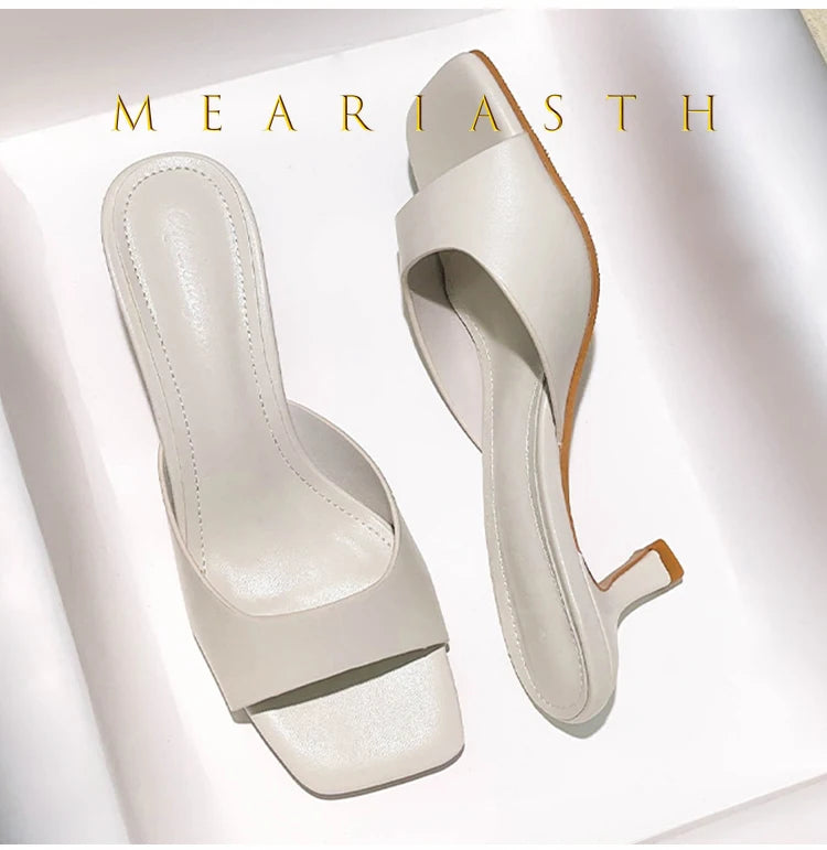 2025 Fashion Round Toe Ladies Low Heel Slippers Shoes Sandals Spring Summer Female open toe Women Heeled Slides Slippers Pumps