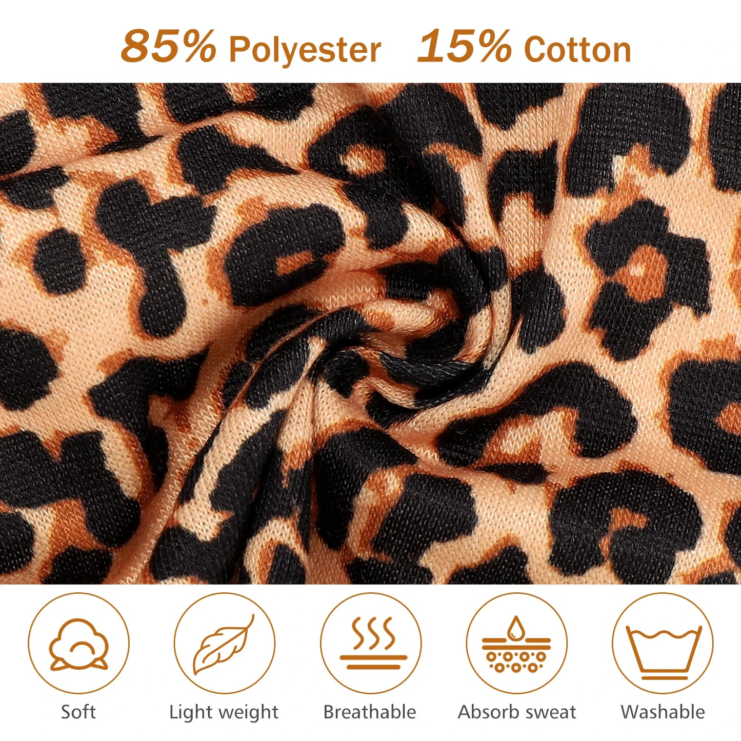 4pcs Simple Basic Solid Color Leopard Print Face Wash Cycling Running Sports Yoga Leisure Sweat-Absorbing Headband