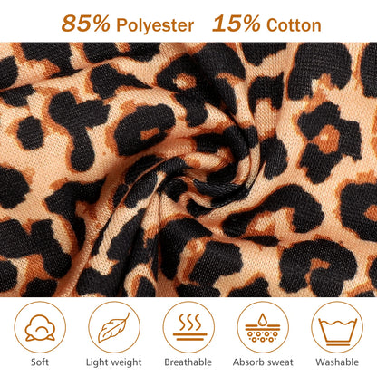 4pcs Simple Basic Solid Color Leopard Print Face Wash Cycling Running Sports Yoga Leisure Sweat-Absorbing Headband