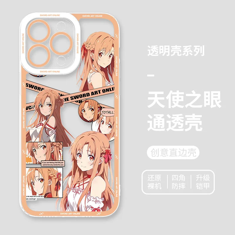 Japanese Anime Sword Art Online Phone Case for Iphone 17 16 15 14 13 12 11 Pro Max Plus Mini Air Asuna Kirito Phone Cover