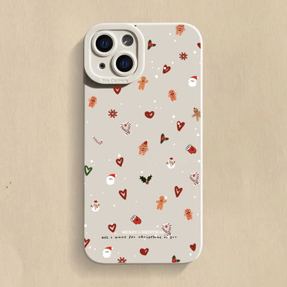 Cute Christmas Pattern Phone Case For iPhone 11 12 13 14 15 16 17 Pro Max 17 Air 16E XS X XR 7 8 Plus SE Shockproof Soft Cover