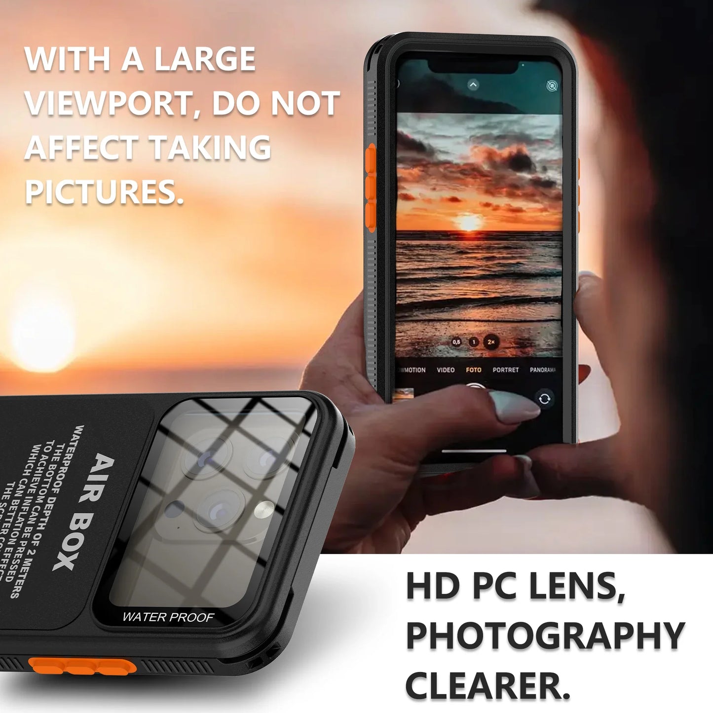 AIR BOX Waterproof Case for iPhone 11 12 13 14 15 Pro Max Plus  Sealed Snorkeling Cover for Outdoor Sport Swimming Diving Casing