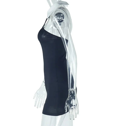 CM.YAYA Women Sleeveless Off Shoulder Mini Dress 2025 Summer Backless Sexy Birthday Evening Night Party Vestidos Dresses