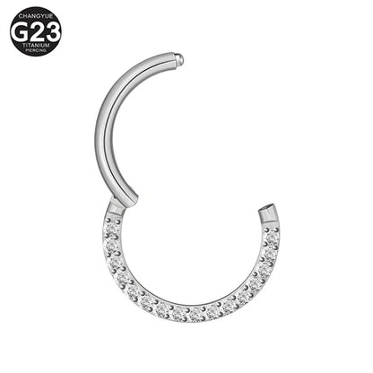 ASTM F136 G23 Titanium Piercing CZ Clicker Septum Hoops Nose Rings Conch Tragus Ear Nose Helix Piercing Body Jewelry Earring 16g
