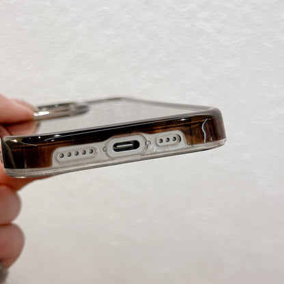 Retro Glossy Brown Amber Pattern Rendering Shockproof Protective Phone Case  For iPhone 16 15 14 13 Pro Max 16 Pro Back Cover