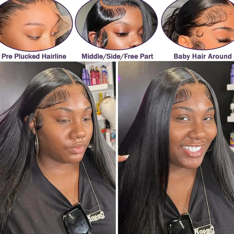 Straight 13x6 Lace Frontal Wig Human Hair 13x4 Transparent Lace Frontal Hair Wig For Women Preplucked Remy Hair Wig 220% Density