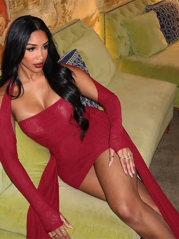 Nibber Summer Vacation Sexy See Through Dress+Shawl Women Ruched Side Ribbon Coquette Skinny Midnight Clubwear Party Bodycon