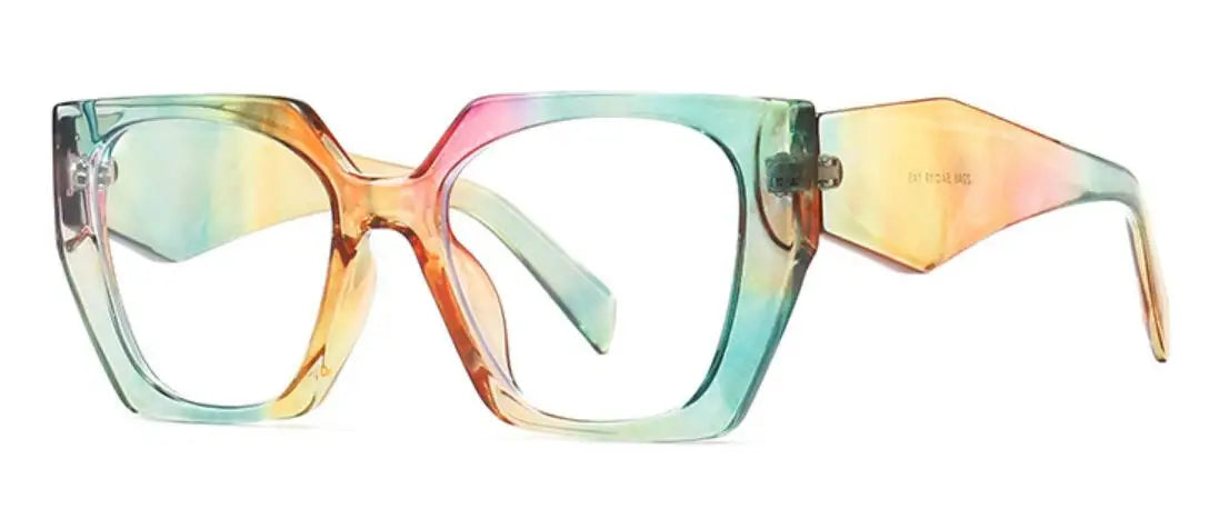 Unique Purple Flower Computer Reading Glasses Women Brand Designer Large Polygon Square Ray Filter Eyeglasses Frames Diopter +3