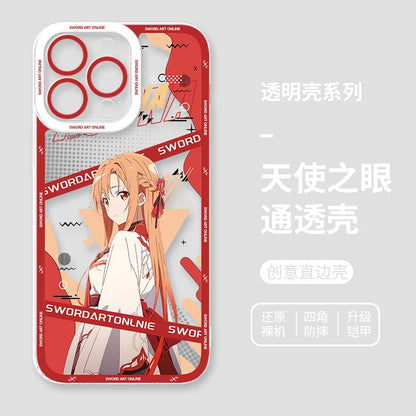 Japanese Anime Sword Art Online Phone Case for Iphone 17 16 15 14 13 12 11 Pro Max Plus Mini Air Asuna Kirito Phone Cover