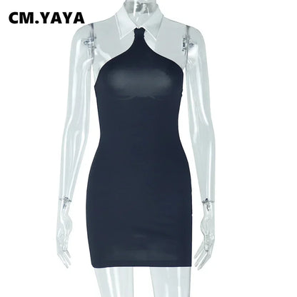 CM.YAYA Women Sleeveless Off Shoulder Mini Dress 2025 Summer Backless Sexy Birthday Evening Night Party Vestidos Dresses