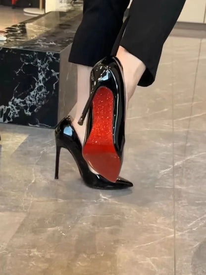 Fashion Temperament Woman Shoes 2025 Spring New Pointed High Heels Simple Shallow Mouth Women's Casual Leather Shoe Zapatos