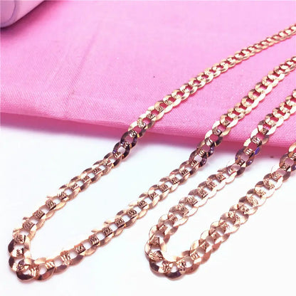 585 purple gold chunky necklace new luxury palace style delicate chain plated 14K rose gold accessories jewelry gift