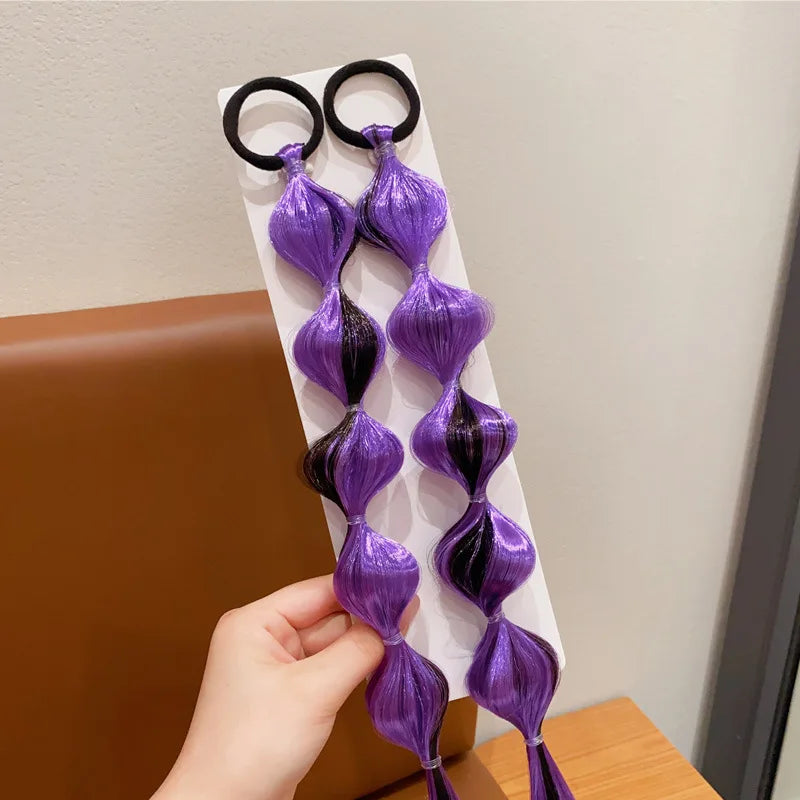 Purple Children's Headband Cute Girl Hair Rope Little Girl Accessories Tie Ponytail Band Headgear Wig Braid