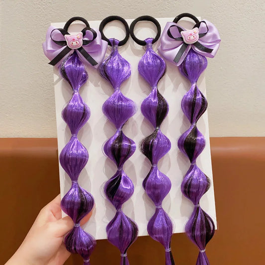 Purple Children's Headband Cute Girl Hair Rope Little Girl Accessories Tie Ponytail Band Headgear Wig Braid