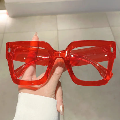 Large Square Frame Clear Lens Glasses Anti Blue Light Spectacles Optical Square Computer Big Eye Glasses Frame Eyewear