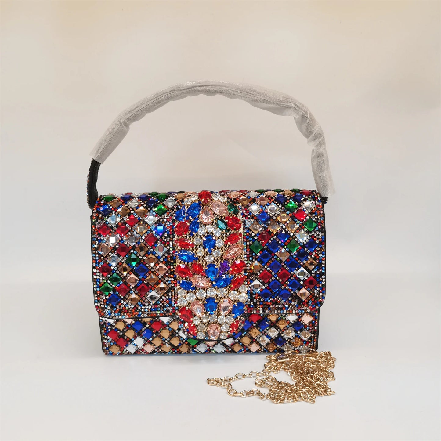 Hot Sale Women Shiny Rhinestone Embellished Clutch Shoulder Bag Evening Party Wedding Handbag Crossbody Bag F5-917-3.