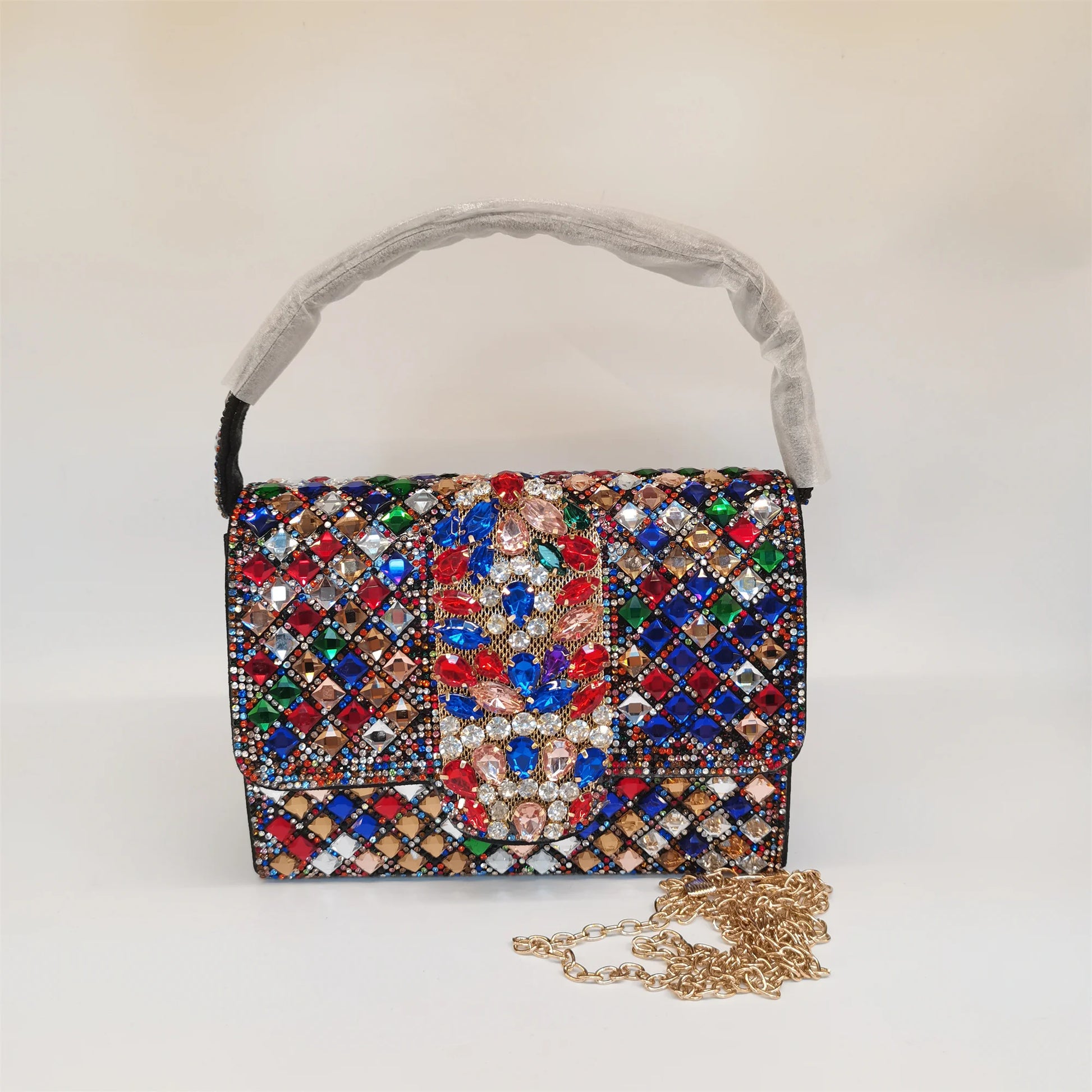 Hot Sale Women Shiny Rhinestone Embellished Clutch Shoulder Bag Evening Party Wedding Handbag Crossbody Bag F5-917-3.