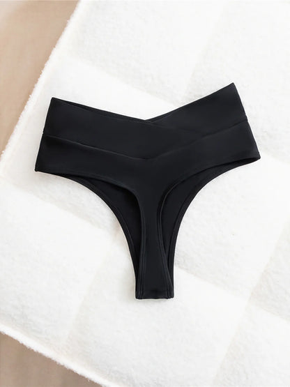 S - XL High Waist High Leg Cut Bikini Bottom Swim Brief Women Swimwear Female Bather Brazilian Tanga Panties Underwear V7095