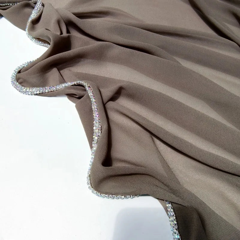 Luxury Sparkling Diamonds Long Side scarf Women Muslim Long Scarves Light Weight Soft Turban Shawl Solid Scarves 70*180CM