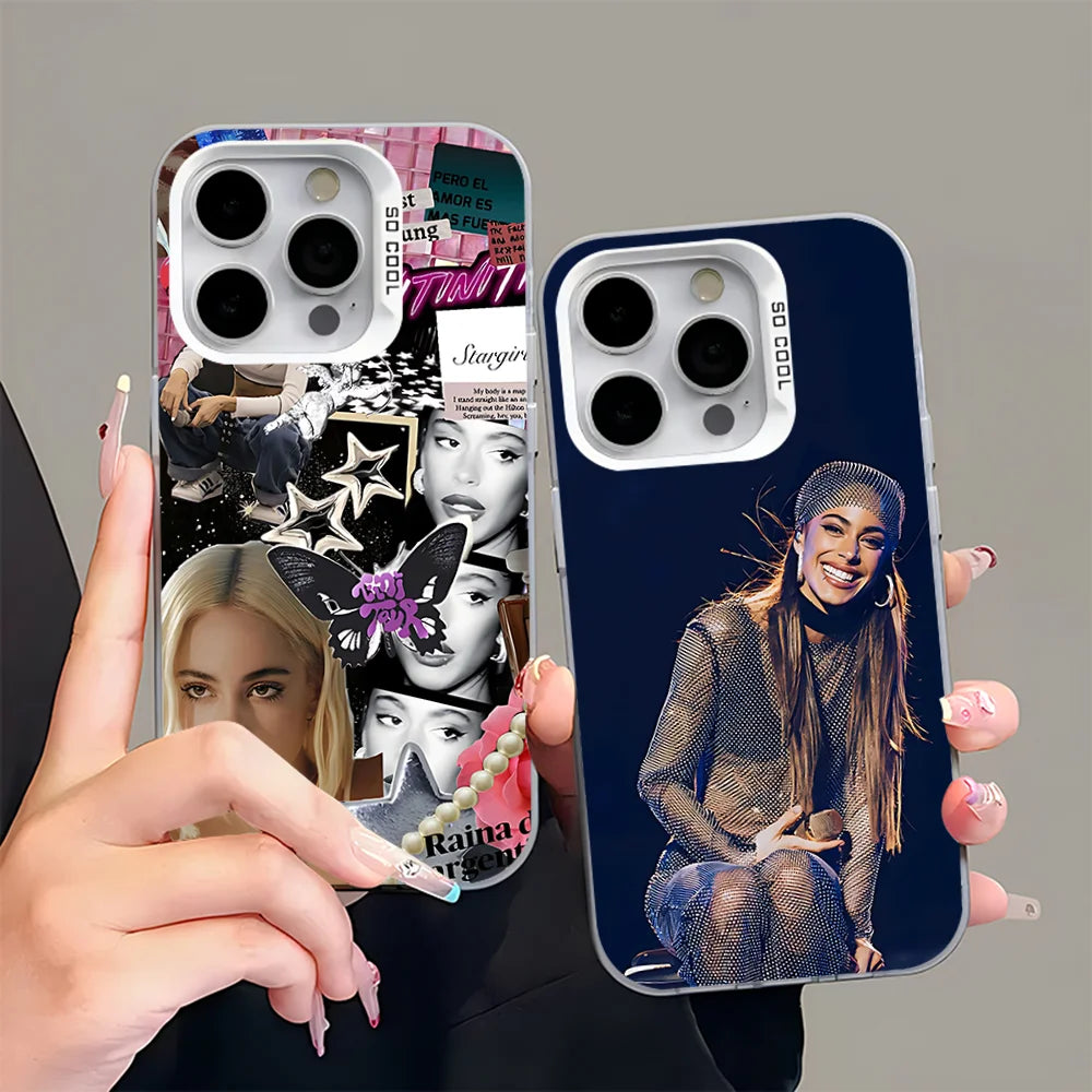 TINI Martina Stoessel Phone Case For iPhone 16,15,14,13,12,11,Pro,Max,Plus,Mini,XS,SE Anti Fall Gray White Matte Hard Bumper